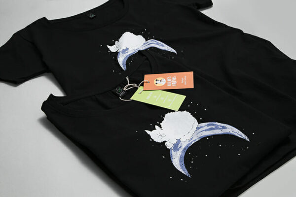 Cat on the moon Wide Neck Women's T-shirt