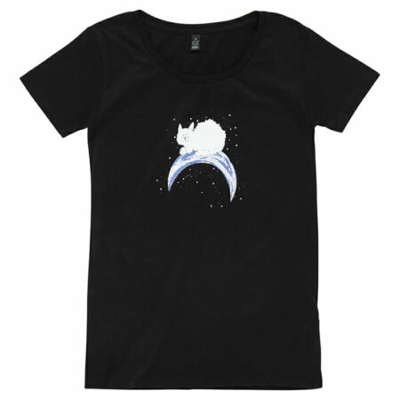 Cat on the moon Wide Neck Women's T-shirt