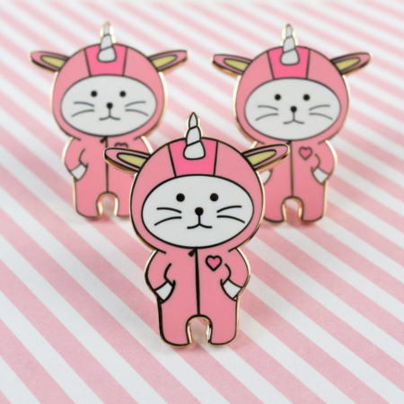 Unicorn cat enamel pin